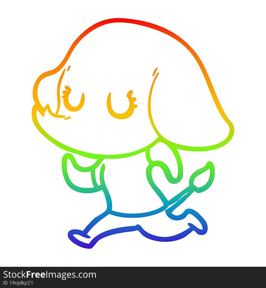 rainbow gradient line drawing cute cartoon elephant