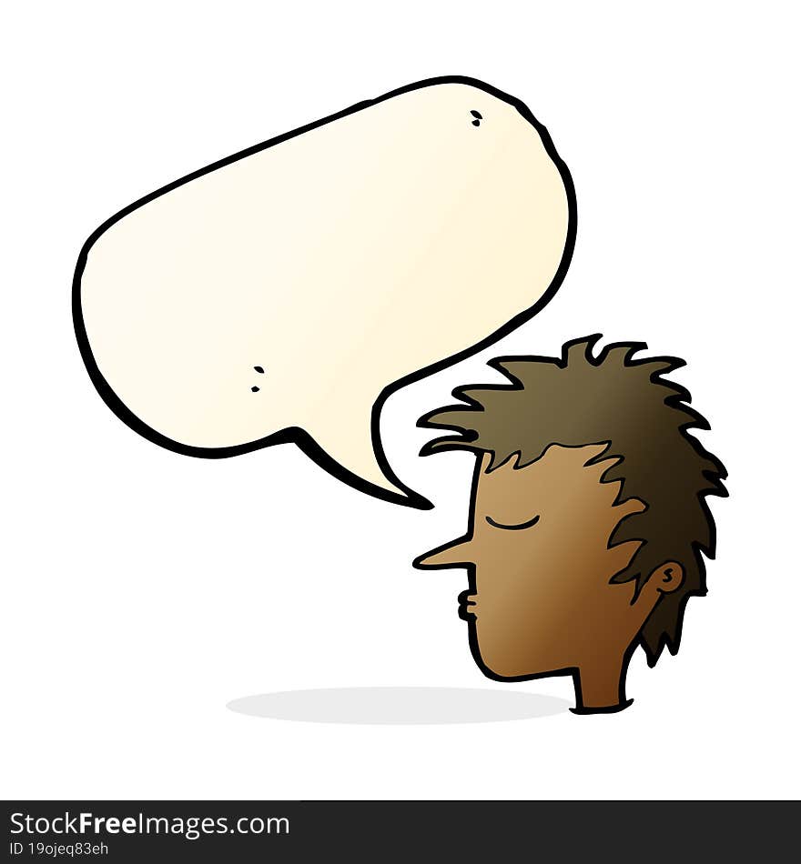 cartoon male face with speech bubble