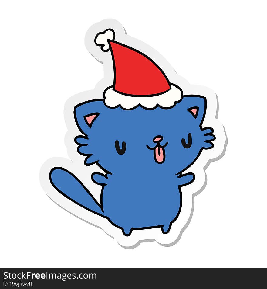 Christmas Sticker Cartoon Of Kawaii Cat