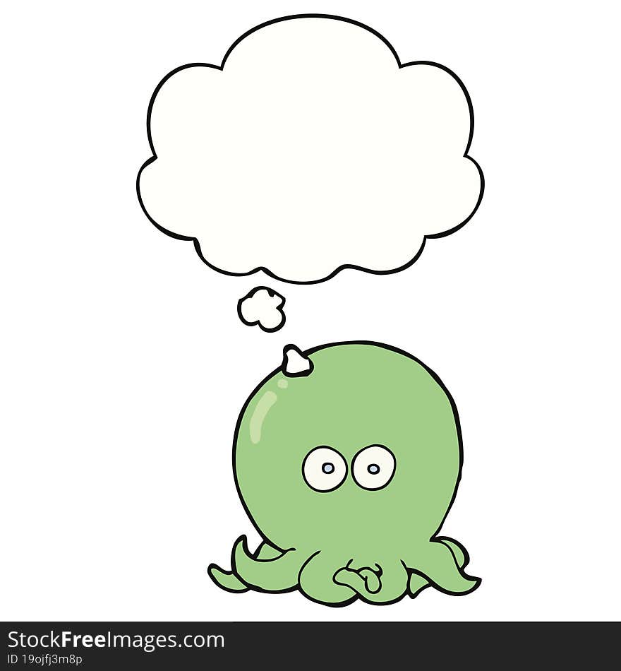 cartoon octopus and thought bubble