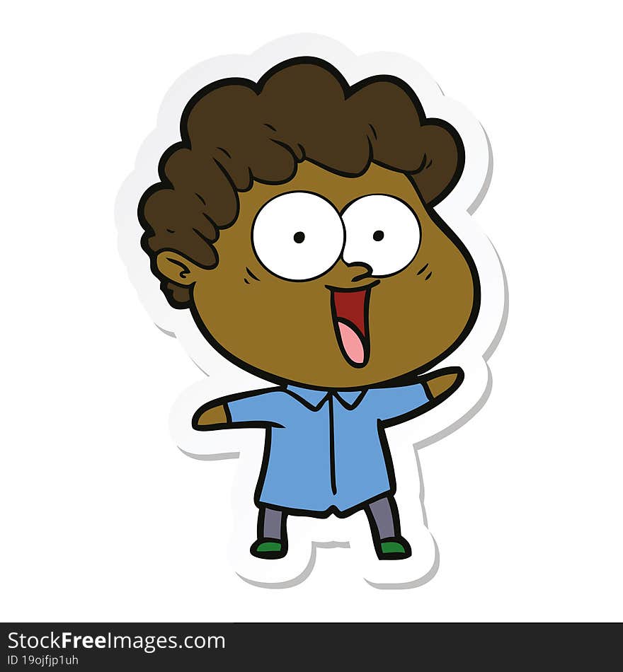 sticker of a cartoon happy man