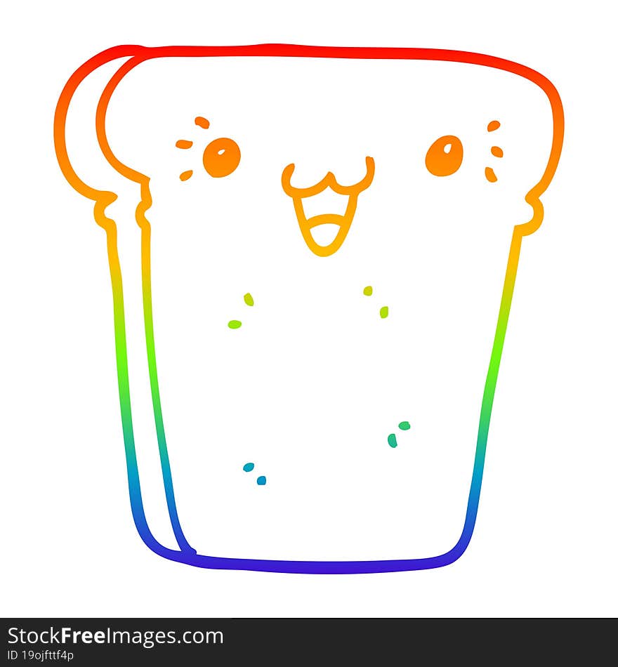 rainbow gradient line drawing of a cartoon slice of bread