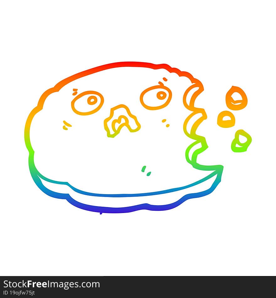 rainbow gradient line drawing cartoon bitten cookie