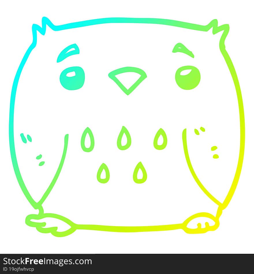 Cold Gradient Line Drawing Cartoon Owl