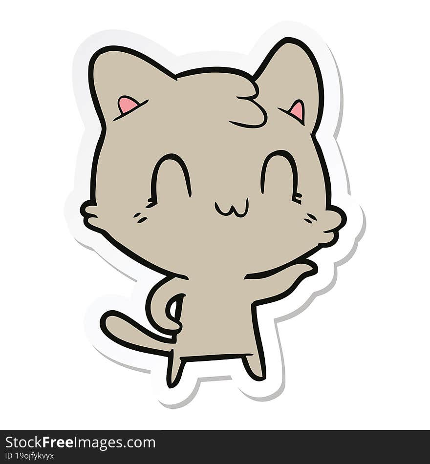 sticker of a cartoon happy cat