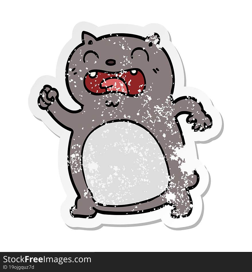 distressed sticker of a cartoon cat