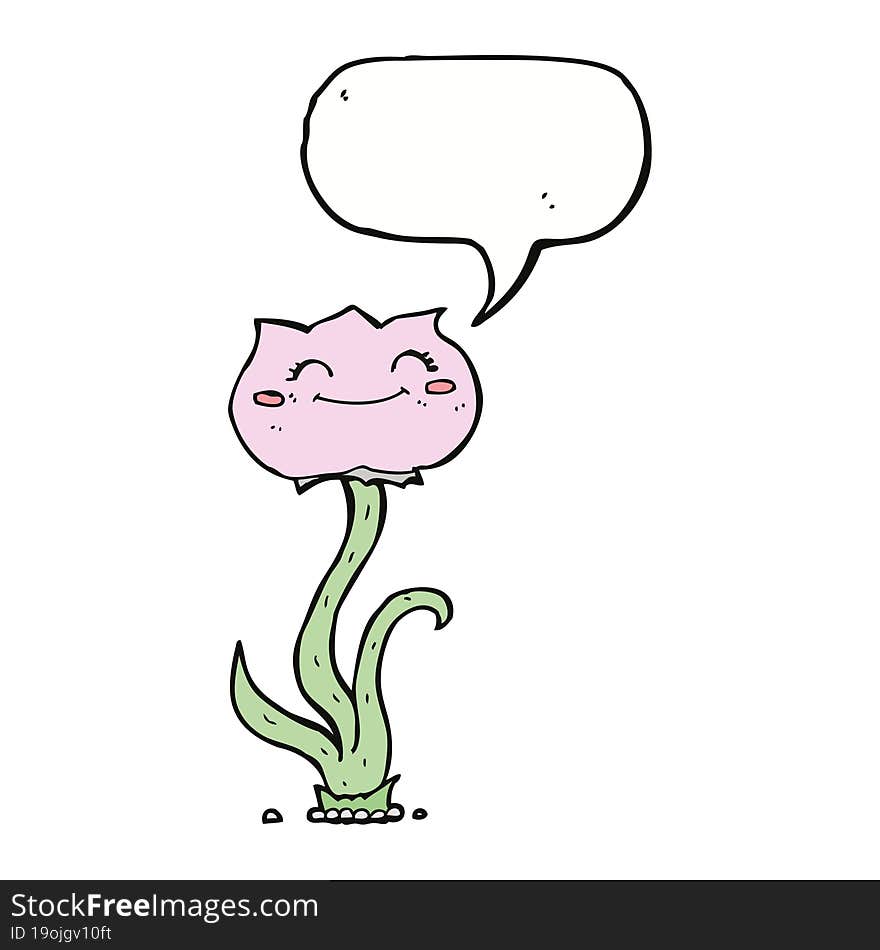 cartoon flower with speech bubble