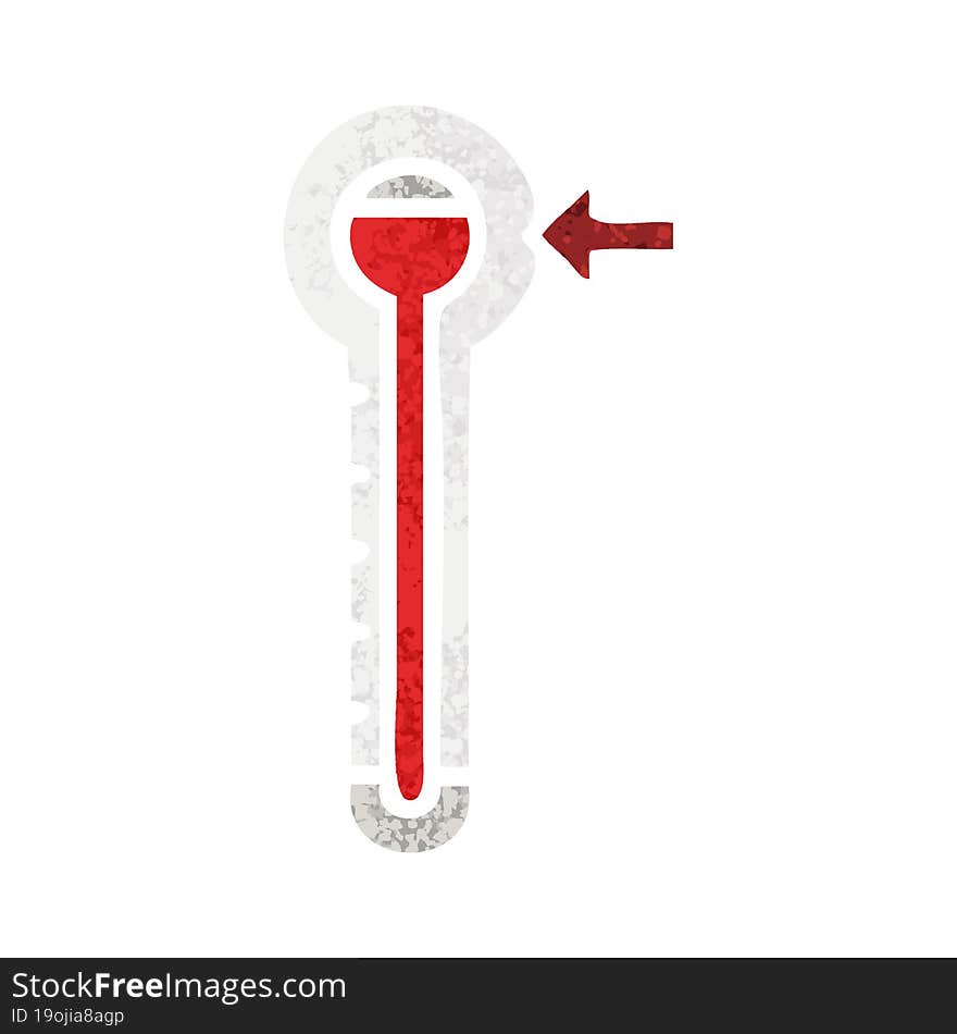 retro illustration style cartoon hot thermometer