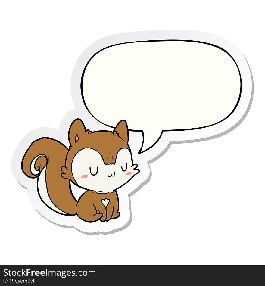 cartoon squirrel and speech bubble sticker