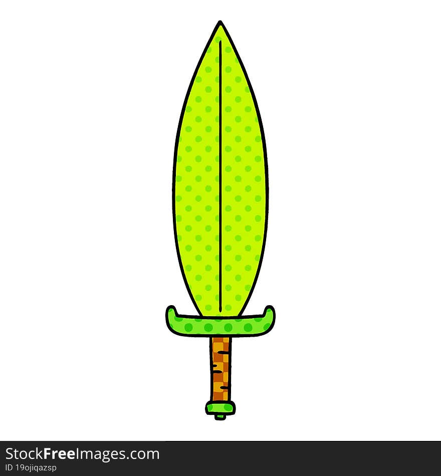 cartoon doodle of a magic leaf knife