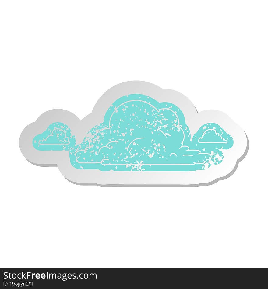 Distressed Old Sticker Of White Large Clouds