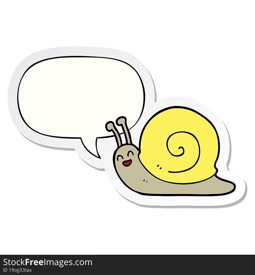 cartoon snail with speech bubble sticker. cartoon snail with speech bubble sticker