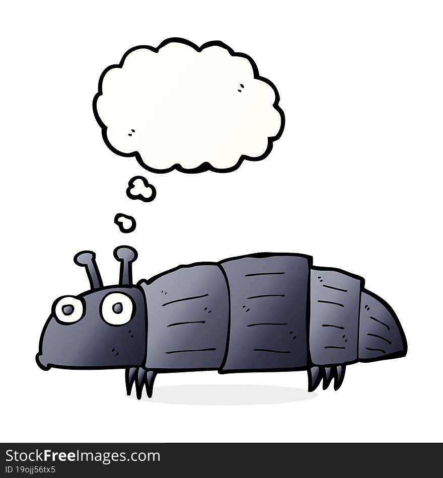 cartoon bug with thought bubble