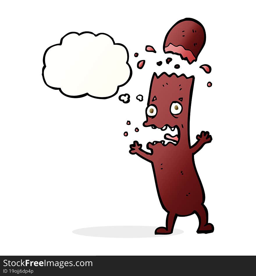 cartoon sausage with speech bubble