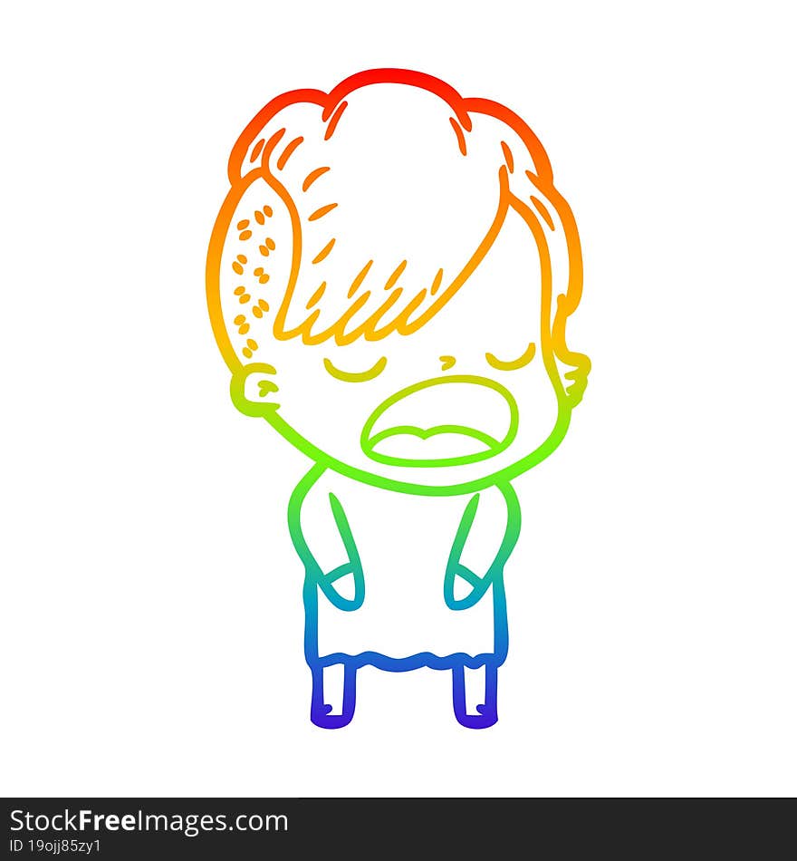 rainbow gradient line drawing cartoon cool hipster girl talking