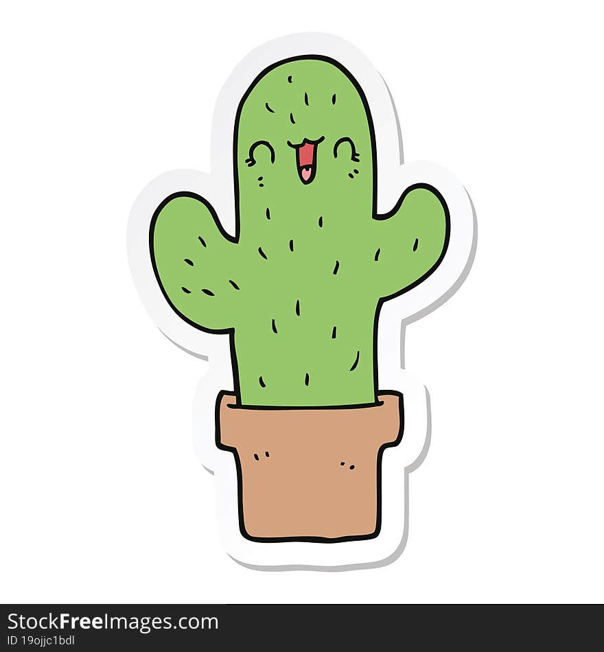 sticker of a cartoon cactus