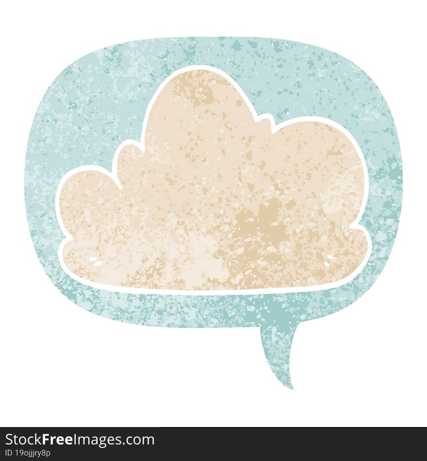 Cartoon Cloud And Speech Bubble In Retro Textured Style