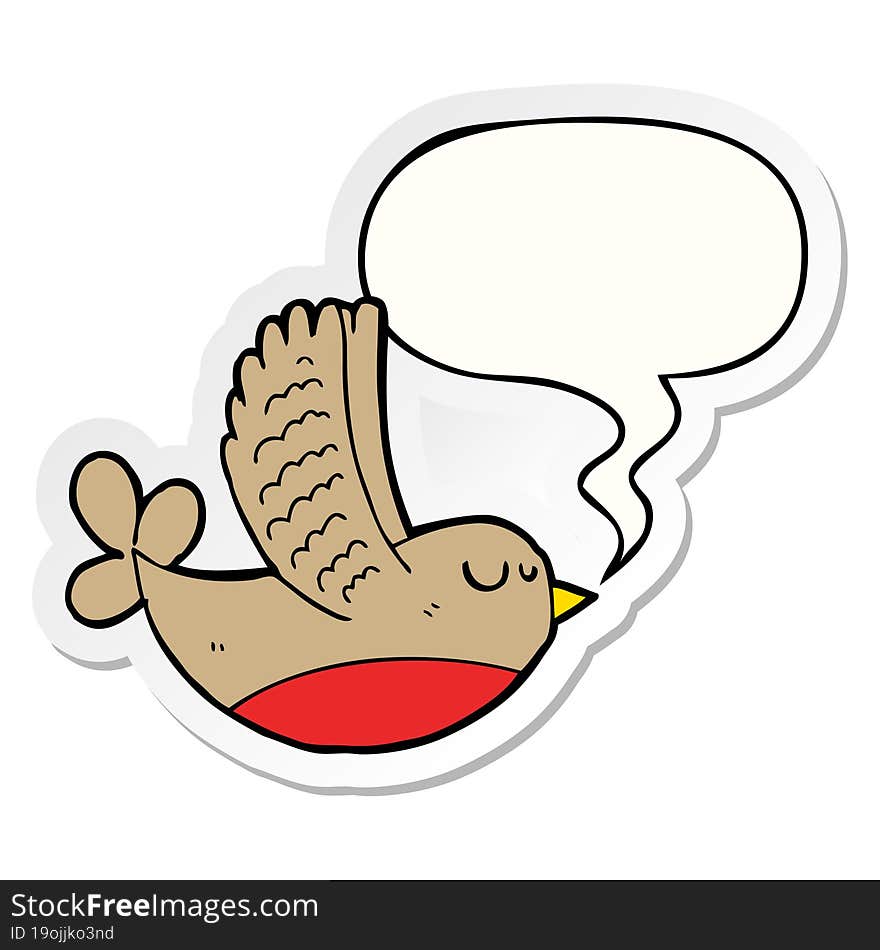 Cartoon Bird And Speech Bubble Sticker