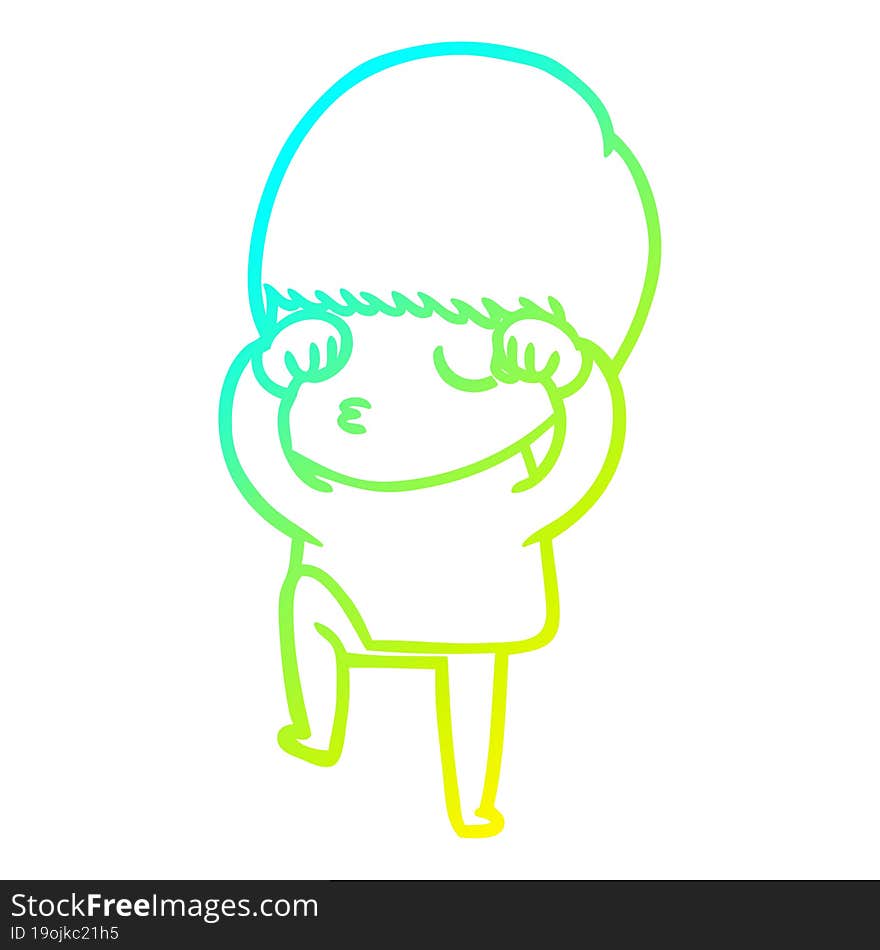 cold gradient line drawing cartoon calm boy