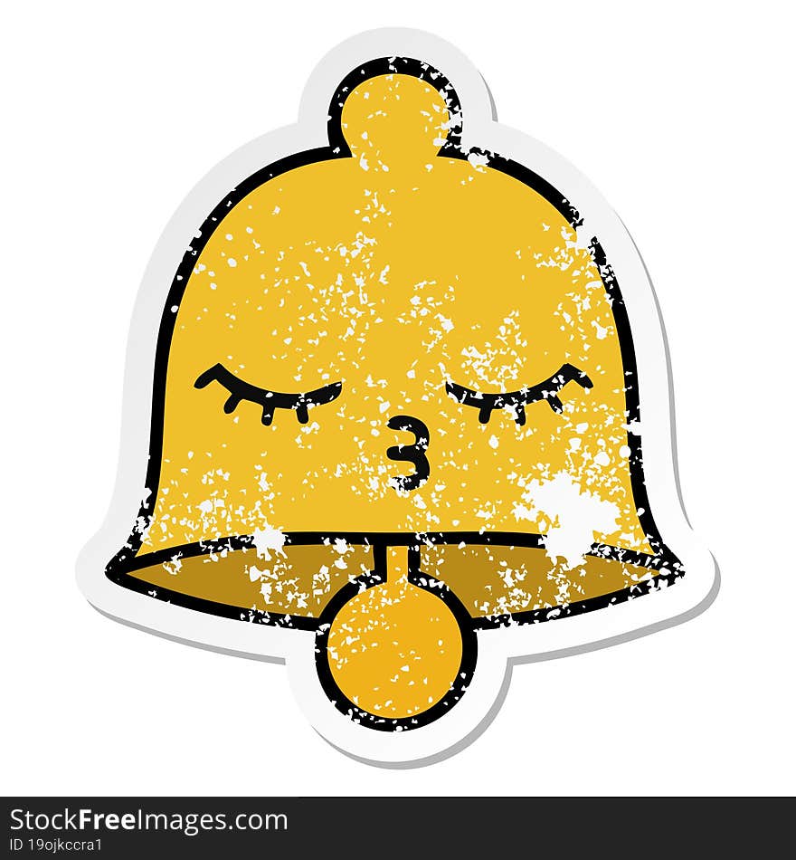 Distressed Sticker Of A Cute Cartoon Bell