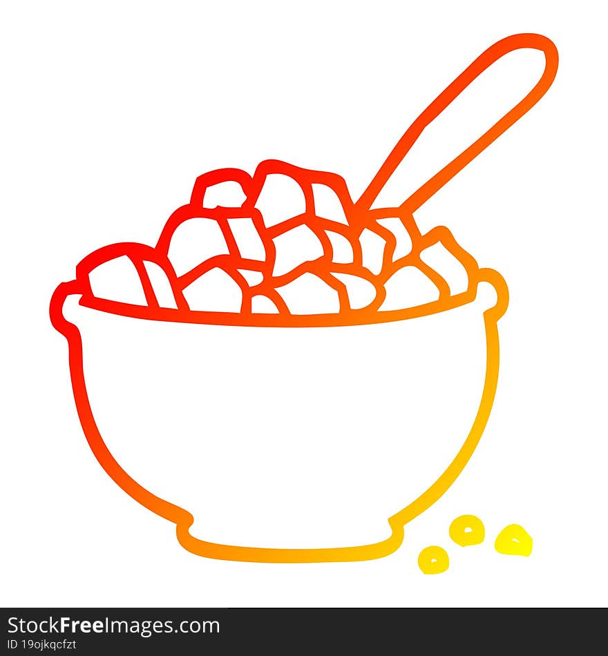 warm gradient line drawing cartoon bowl of cereal