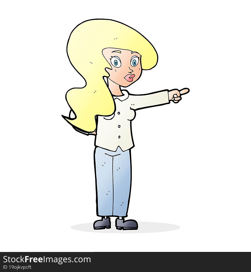 Cartoon Pretty Woman Pointing