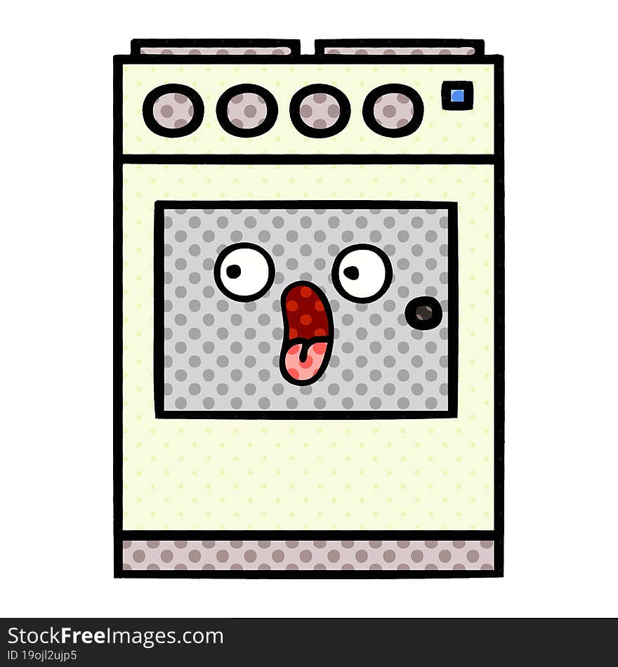 Comic Book Style Cartoon Kitchen Oven