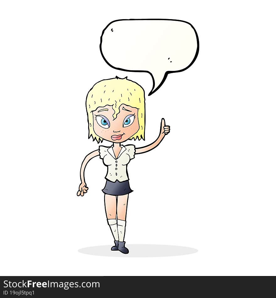 cartoon woman making point with speech bubble