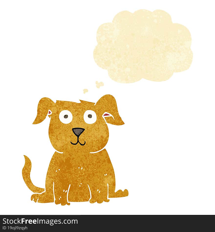 cartoon happy dog with thought bubble