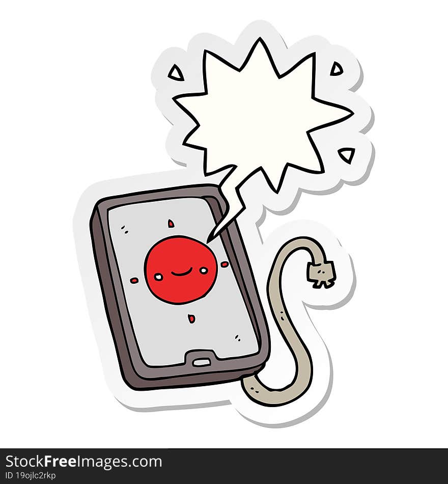 cartoon mobile phone device and speech bubble sticker