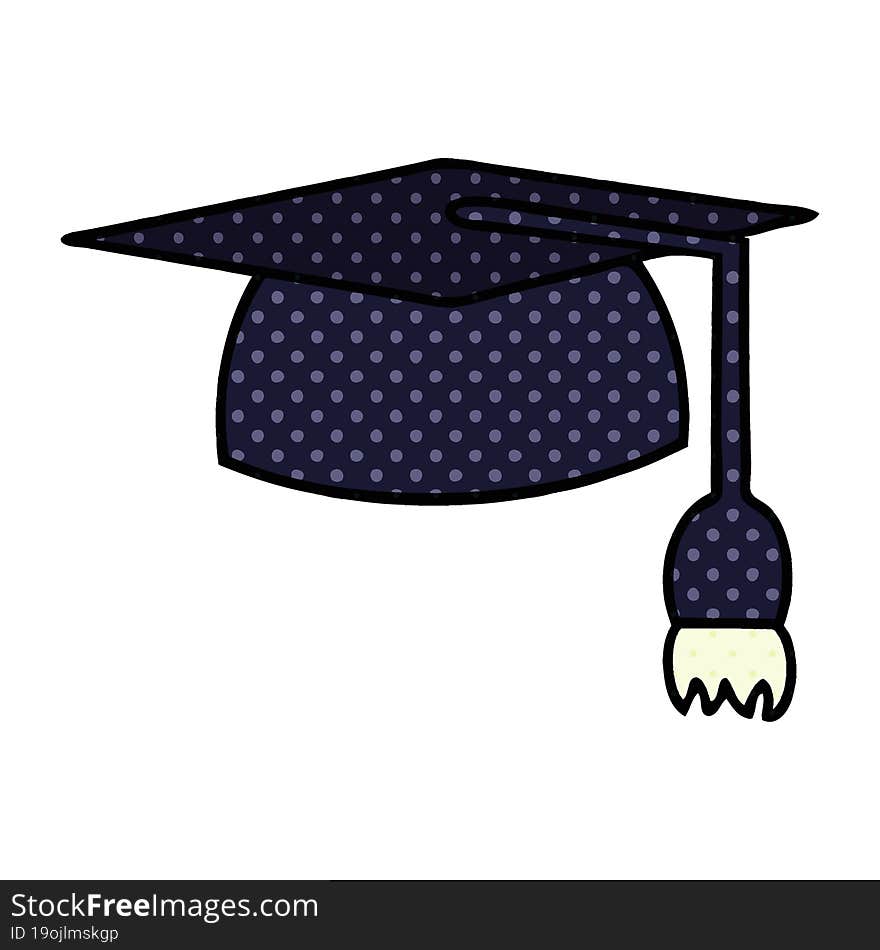 comic book style cartoon graduation hat