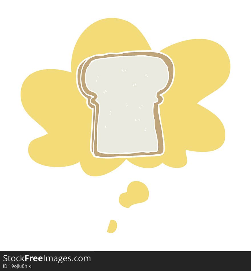 cartoon slice of bread with thought bubble in retro style