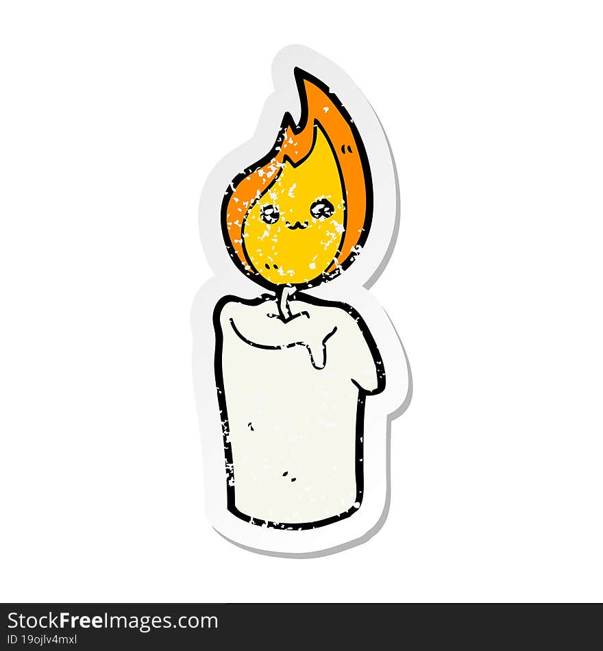 distressed sticker of a cartoon candle character