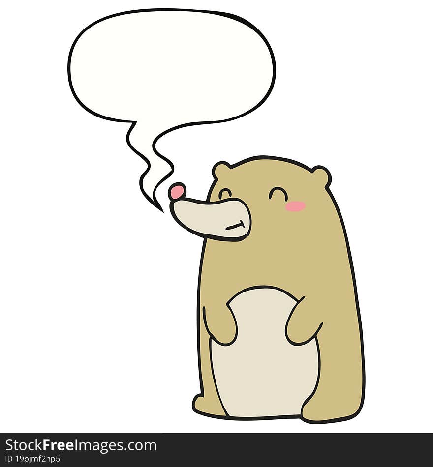 cute cartoon bear and speech bubble