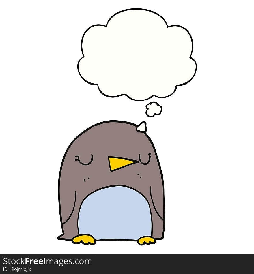 cartoon penguin with thought bubble. cartoon penguin with thought bubble