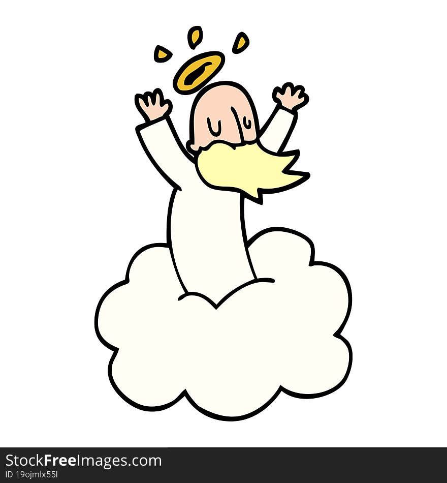 cartoon doodle god on cloud