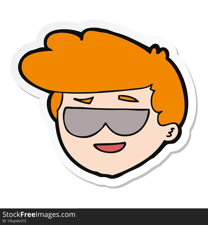 Sticker Of A Cartoon Boy Wearing Sunglasses