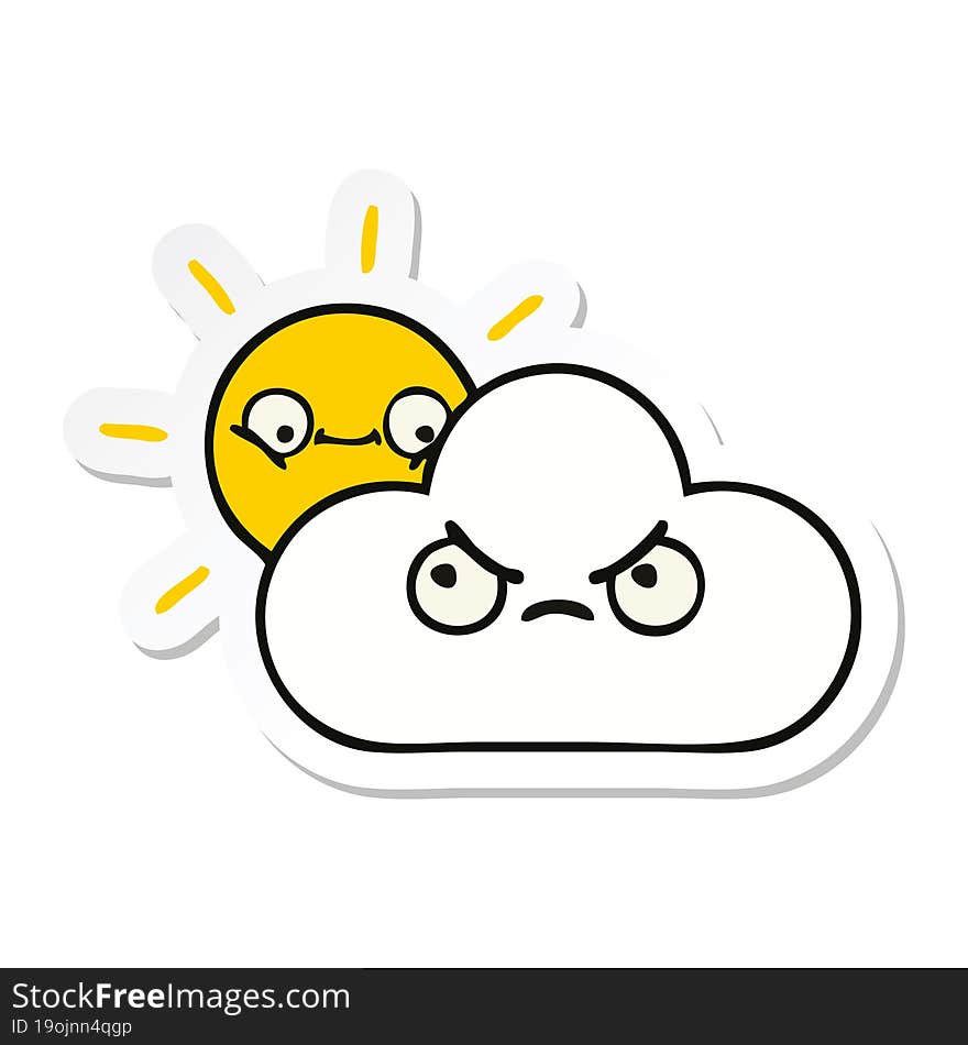 Sticker Of A Cute Cartoon Sunshine And Cloud