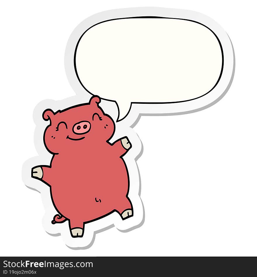 cartoon pig and speech bubble sticker