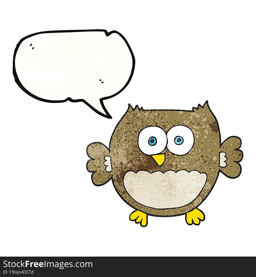 speech bubble textured cartoon owl