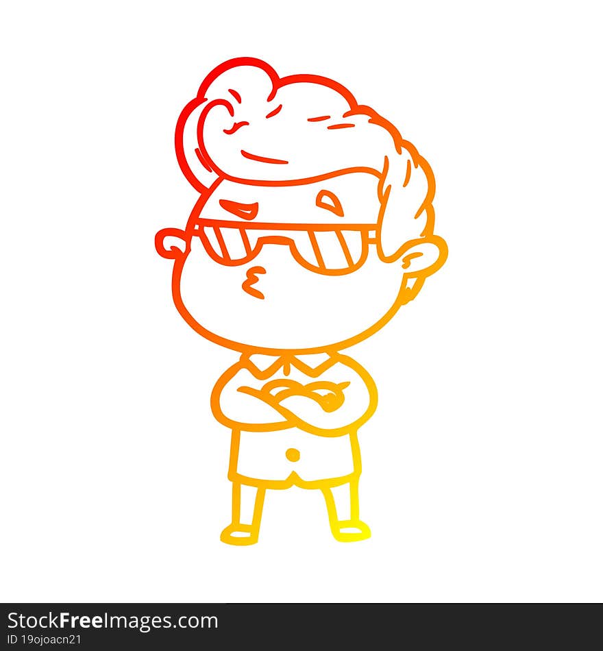 warm gradient line drawing cartoon cool guy