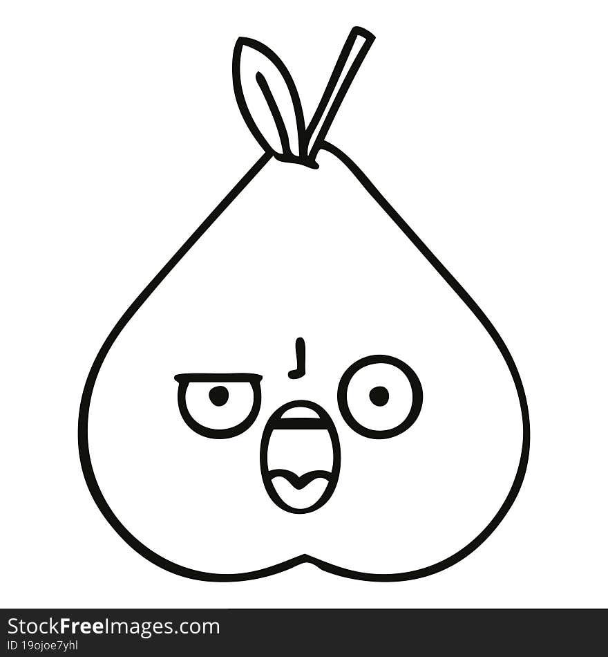 Line Drawing Cartoon Green Pear