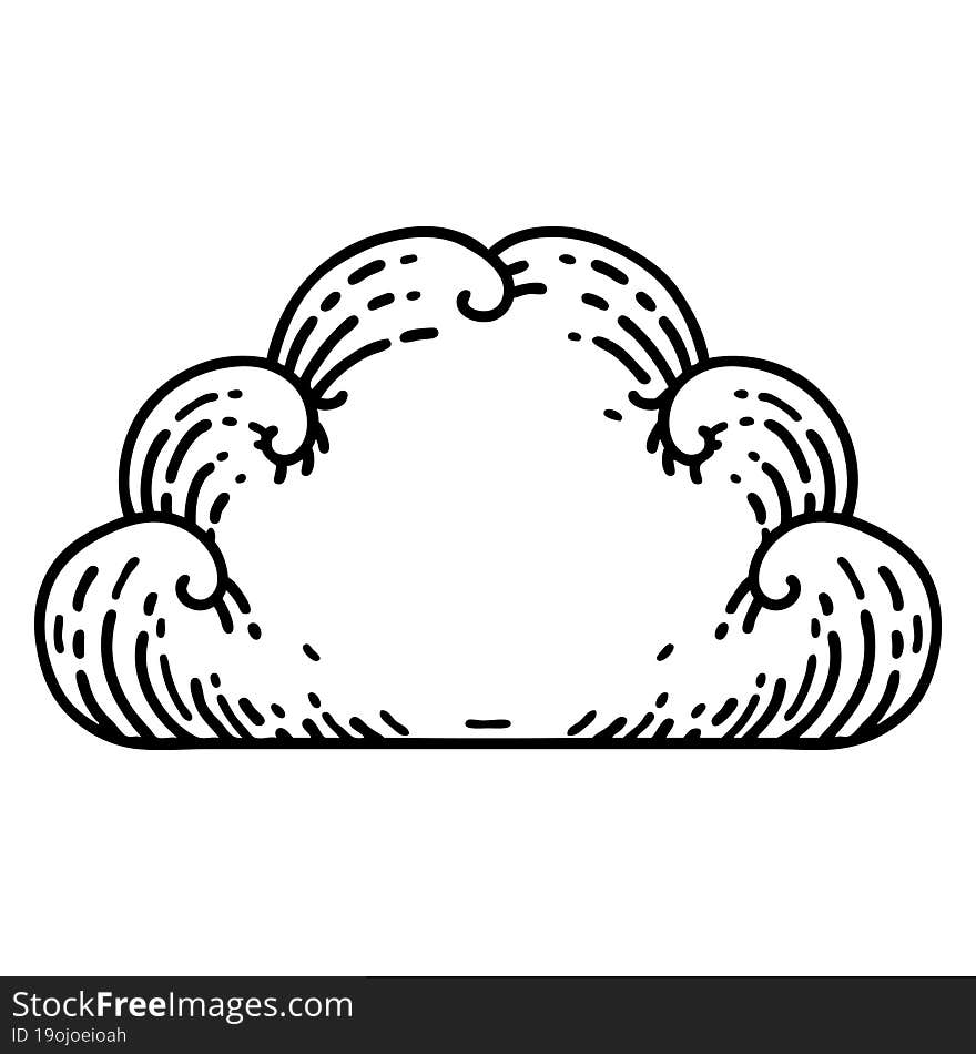 Black Line Tattoo Of A Cloud