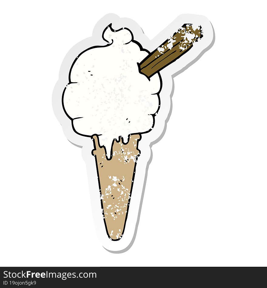 distressed sticker of a cartoon ice cream