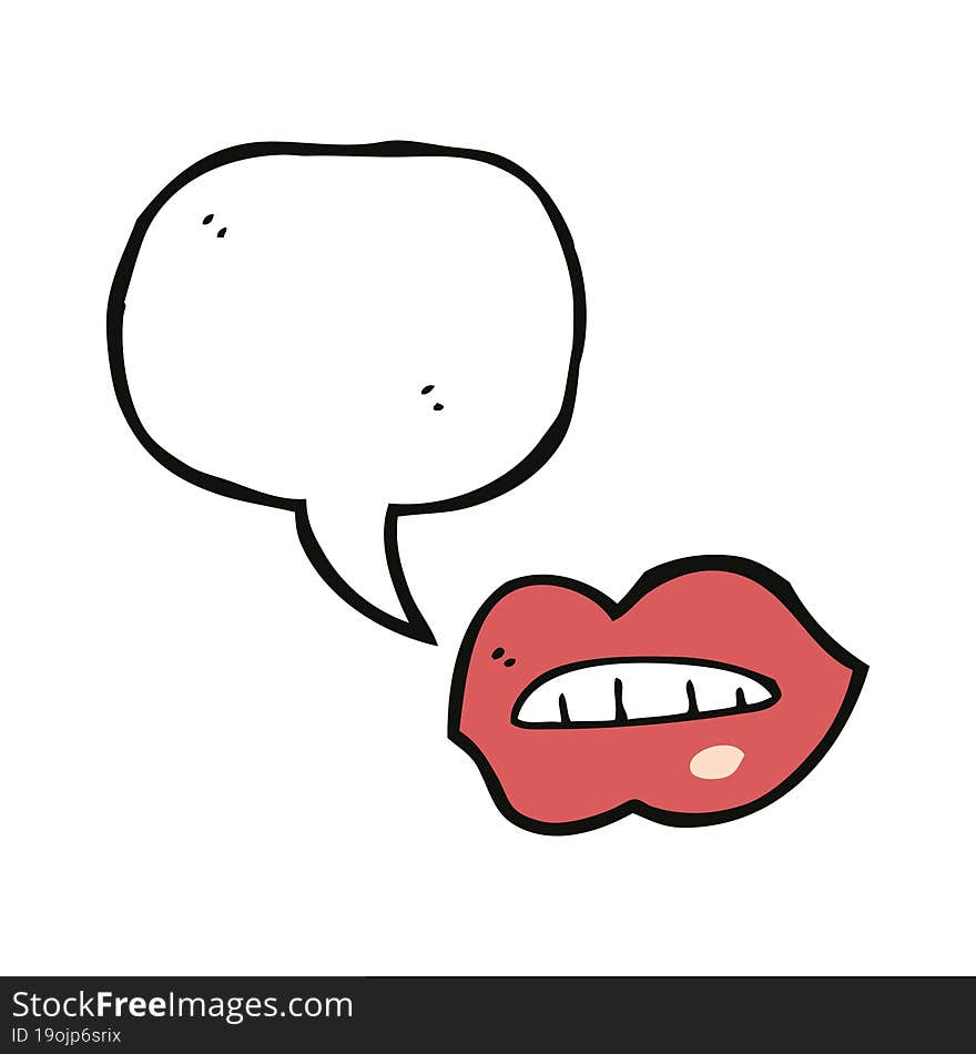 cartoon lips  with speech bubble