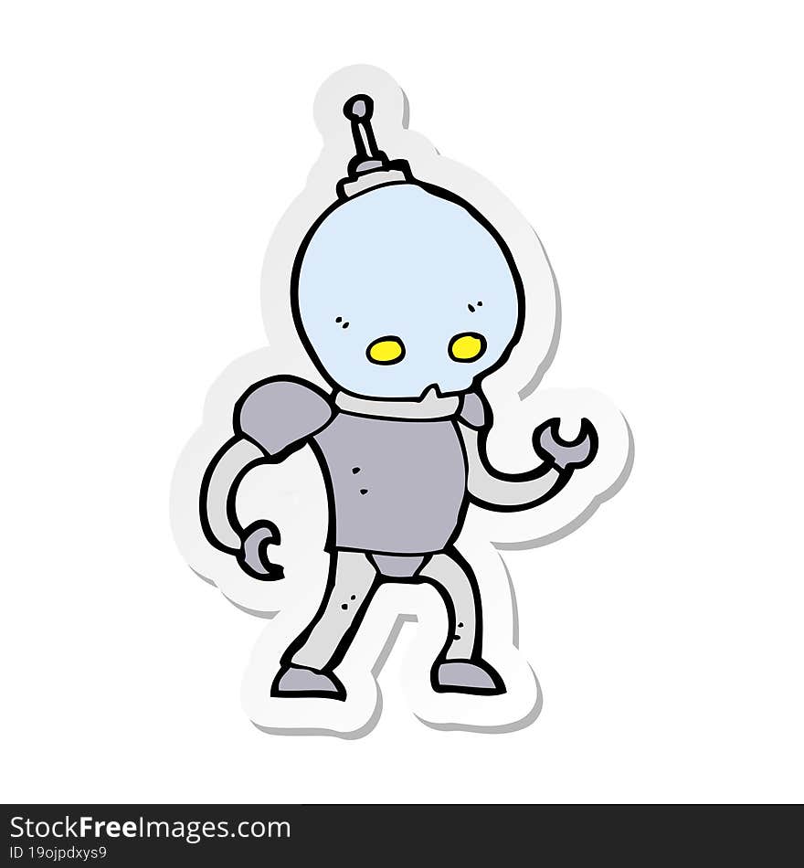 Sticker Of A Cartoon Alien Robot