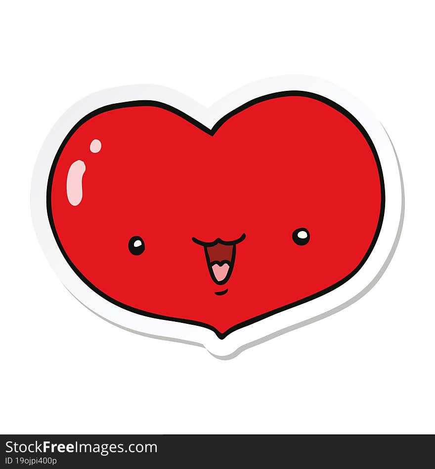 sticker of a cartoon love heart character