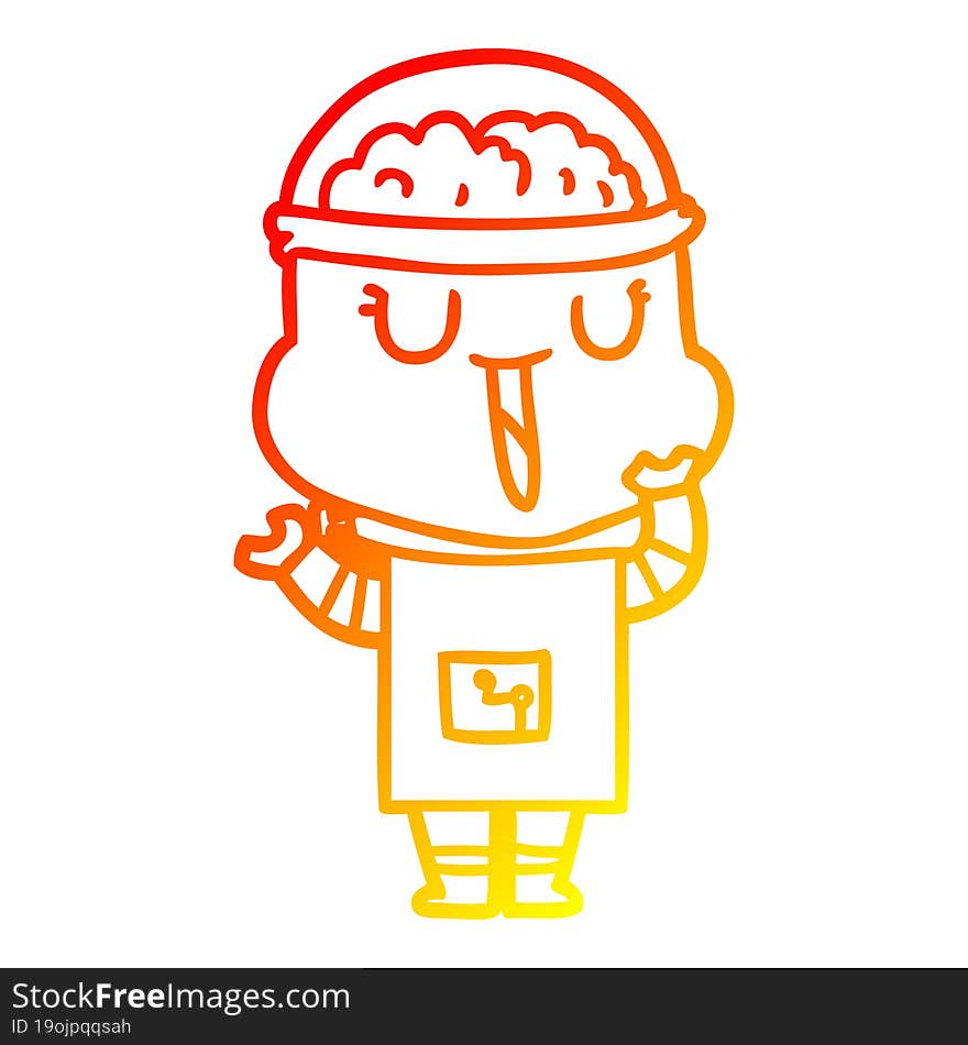 warm gradient line drawing happy cartoon robot