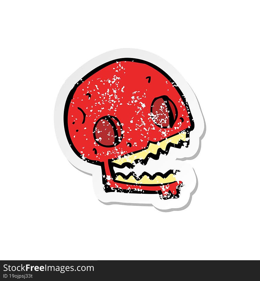 Retro Distressed Sticker Of A Cartoon Spooky Skull