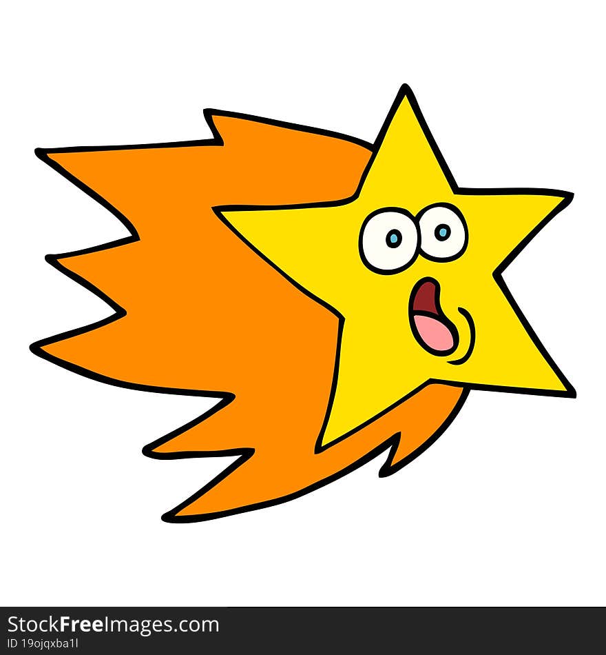 hand drawn doodle style cartoon shooting star